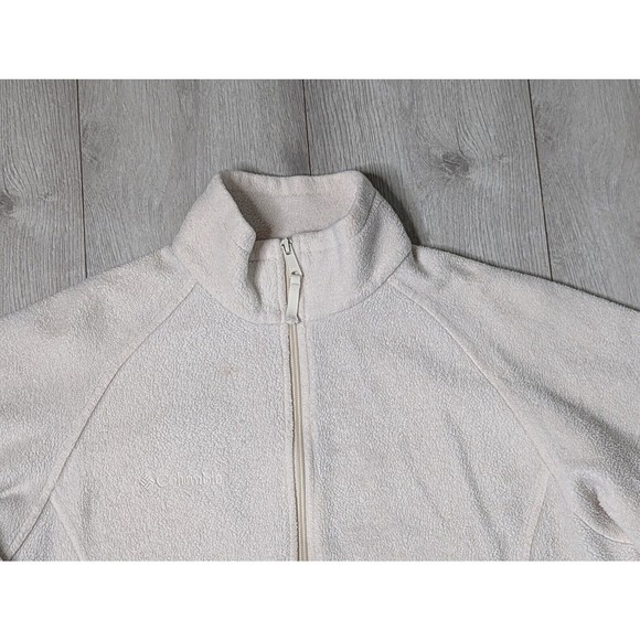 Columbia Jacket Womens Medium Ivory Full Zip Mock Neck Long Sleeve Fleece - Picture 2 of 11